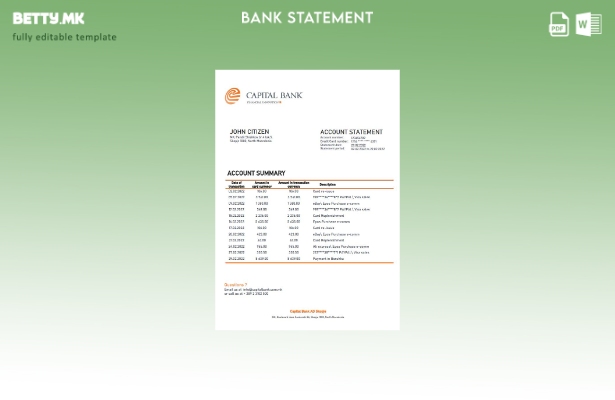 модерен стил Шаблон за зборови од извод од банка на капитал Северна Македонија